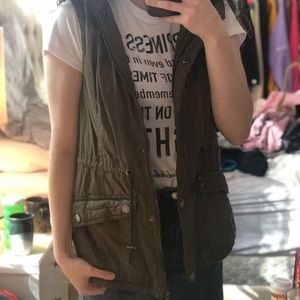 Army green fleece lined vest